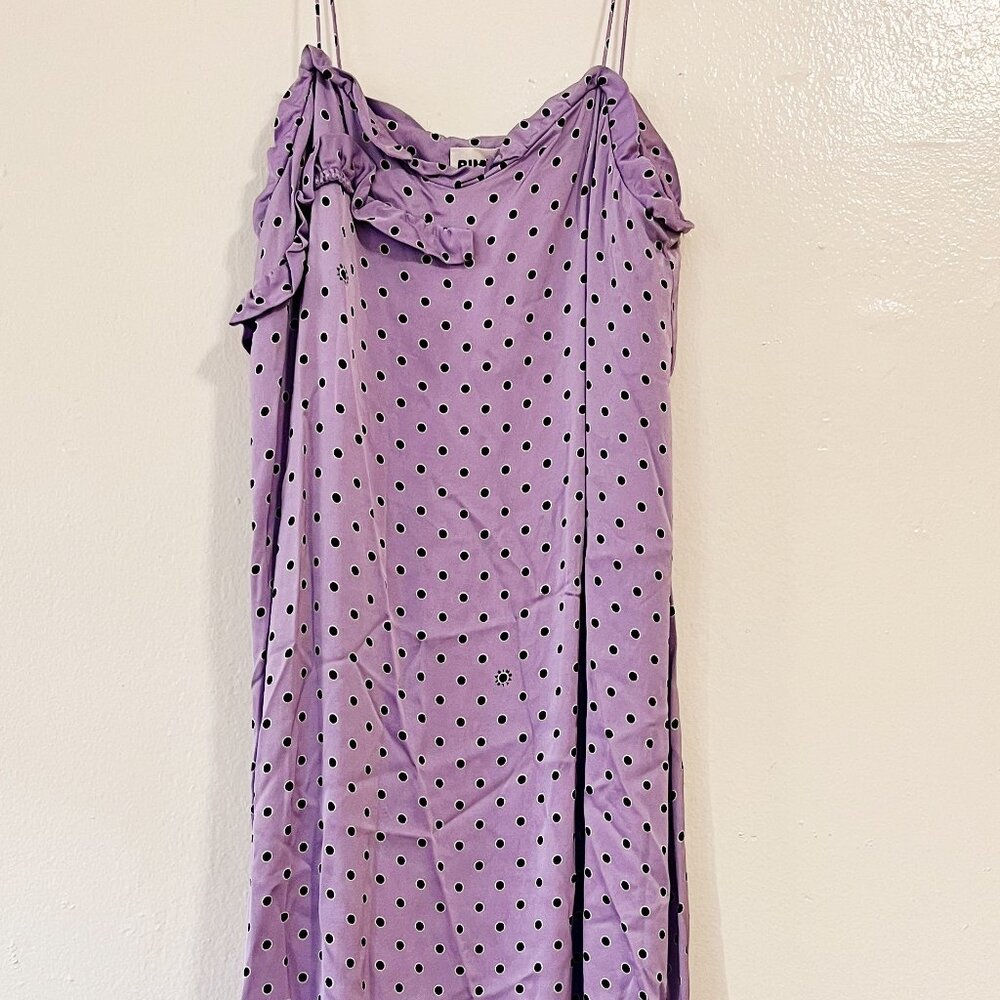 Bimba y Lola Strappy Slip Dress - Lilac Polka Dot - Size M - Ruffle Details